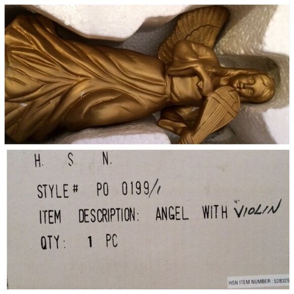 NIB NWT Golden Ceramic Christmas Angel w/Violin - Picture 8 of 8